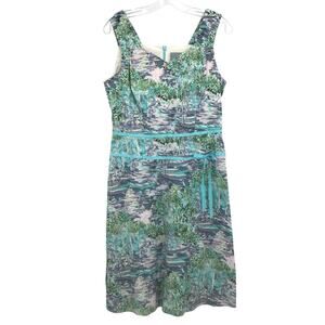 Rabbit Designs Watercolor Dress Sweetheart Neck Sleeveless Green Size 10
